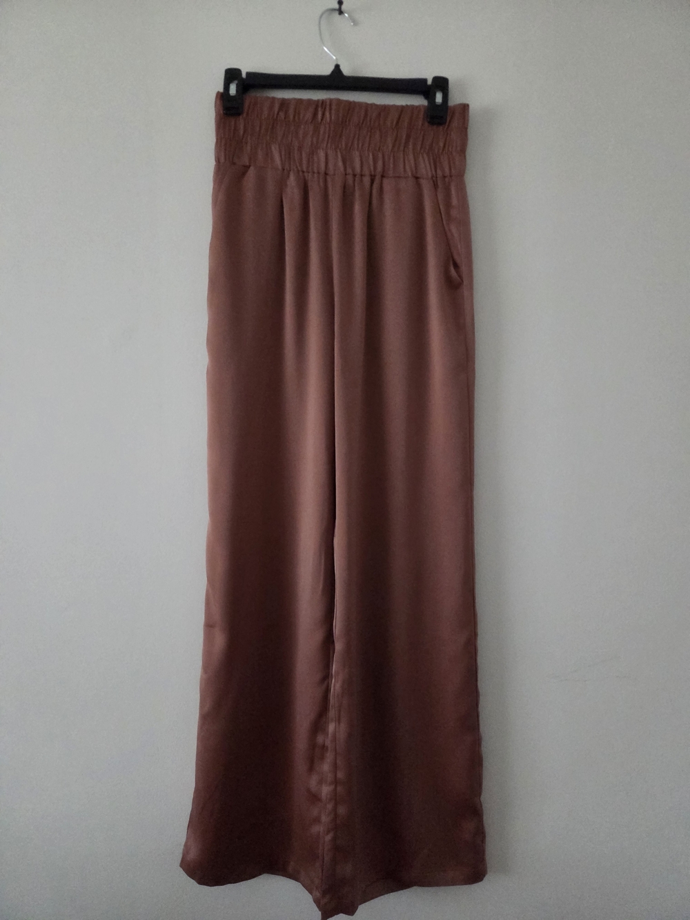 Sincerely Jules Wide-Leg Satin Pants - Rust